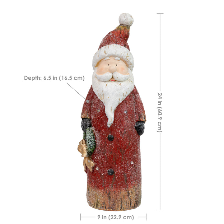 Sunnydaze Rustic Santa Indoor Pre-Lit LED Christmas Statue - 24 in Image 3