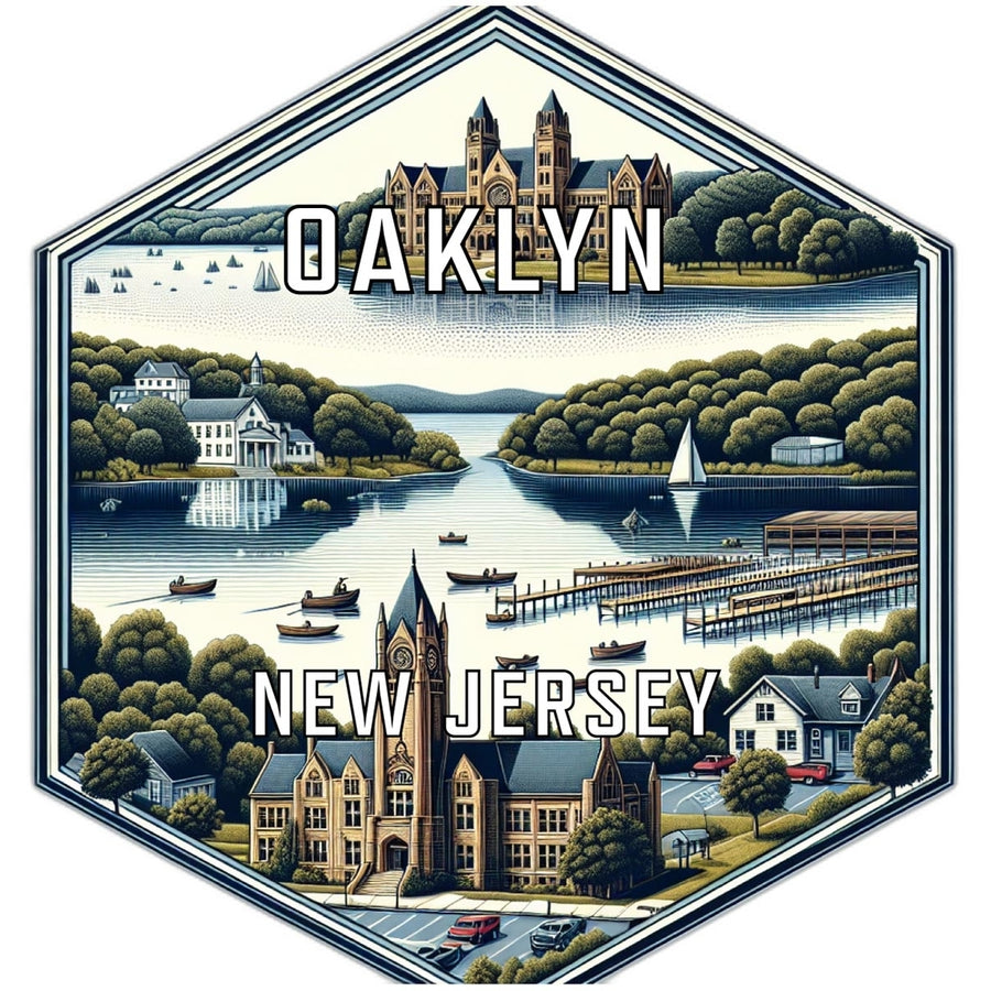 Oaklyn Jersey Travel Destination Souvenir Vinyl Decal Sticker Image 1