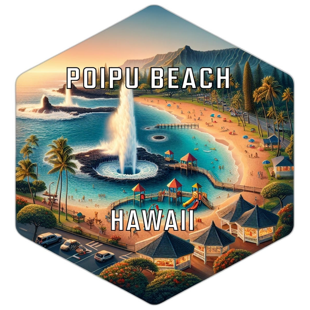 Poipu Beach Hawaii Travel Destination Souvenir Vinyl Decal Sticker Image 1