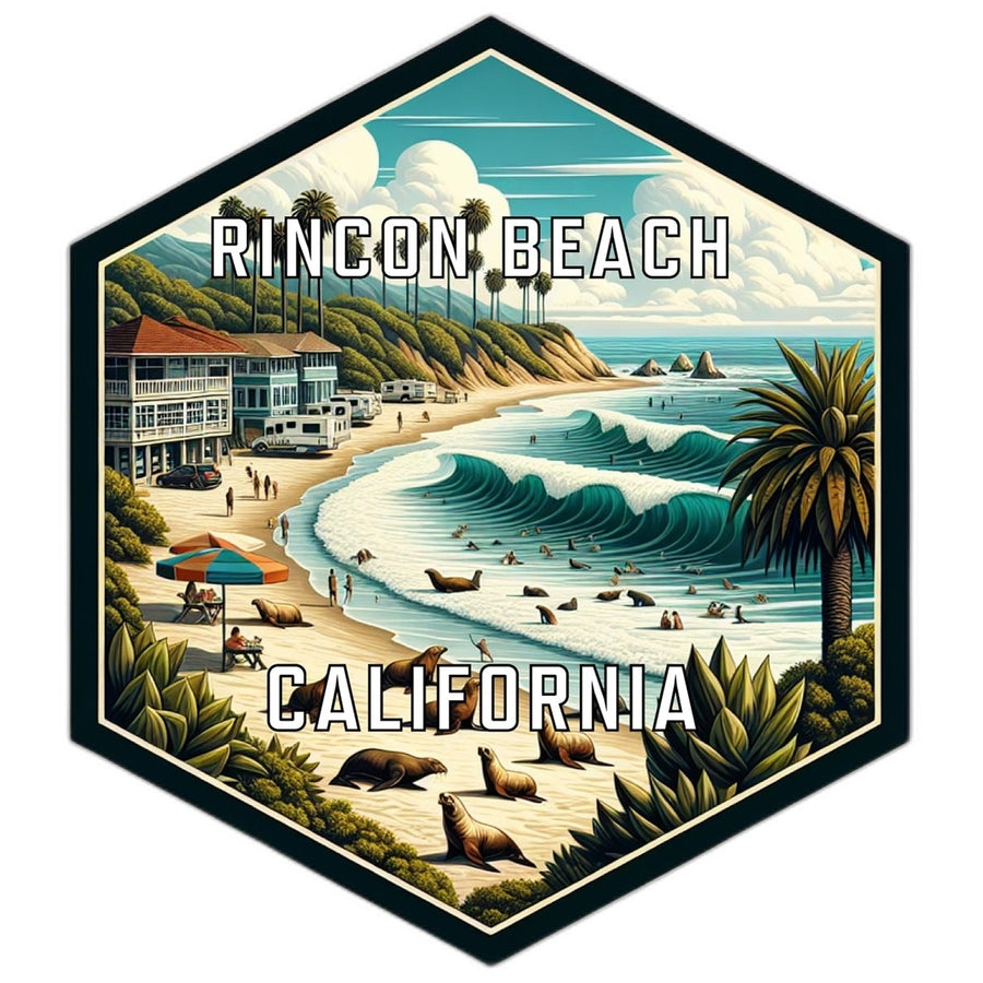 Rincon Beach California Travel Destination Souvenir Vinyl Decal Sticker Image 1