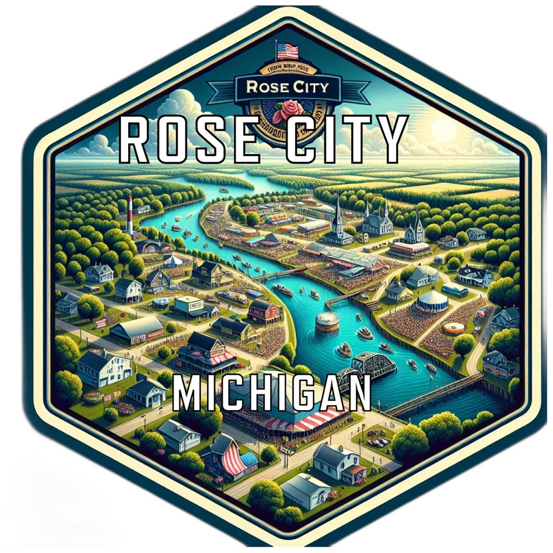 Rose City Michigan Travel Destination Souvenir Vinyl Decal Sticker Image 1