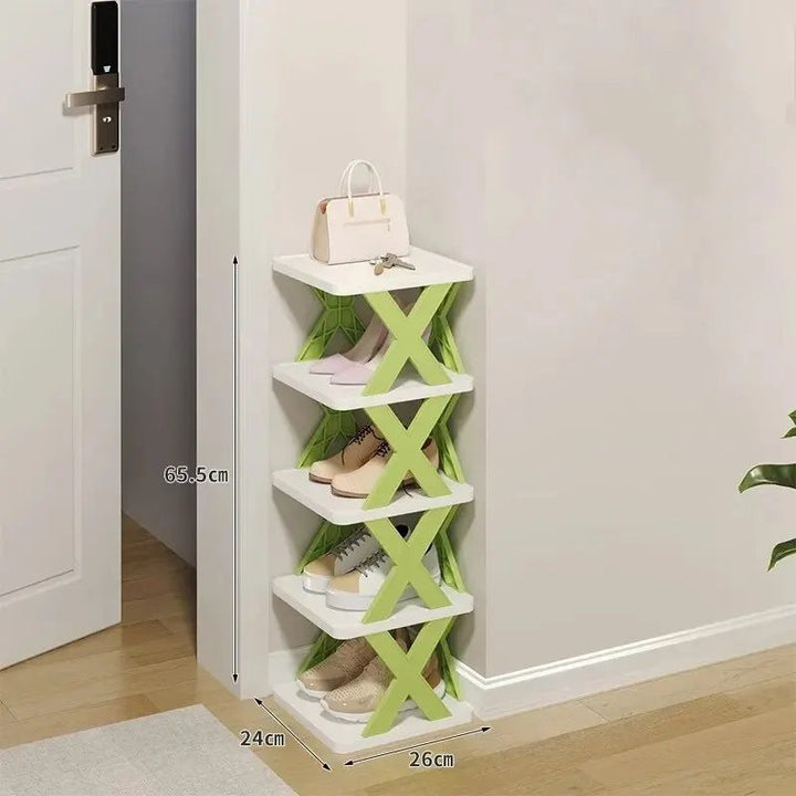 5 Tier Foldable Space saving Shoe Rack DIY Home Organizer Image 3