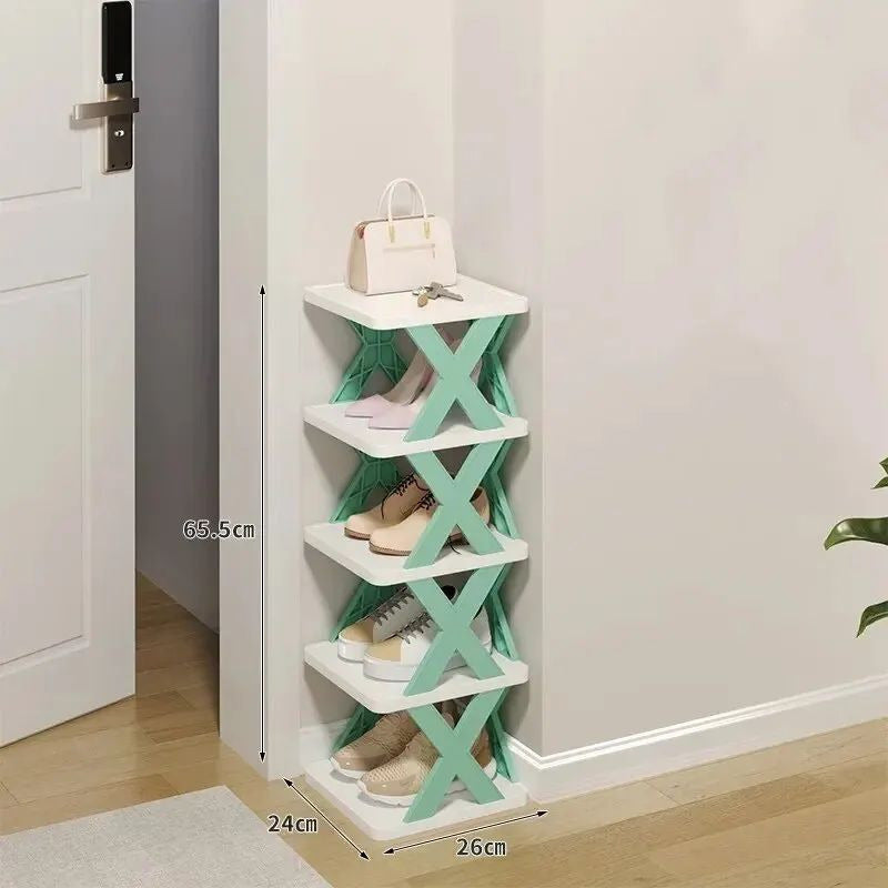 5 Tier Foldable Space saving Shoe Rack DIY Home Organizer Image 4