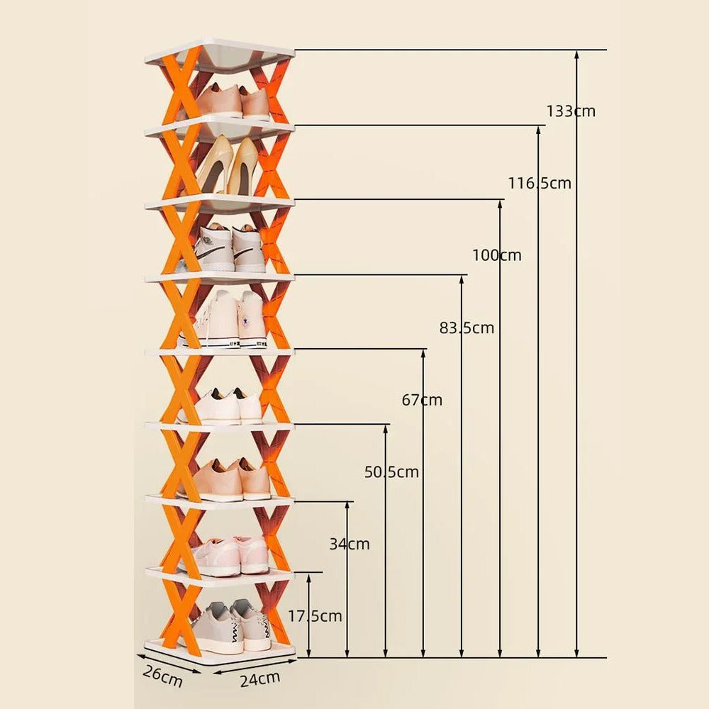 5 Tier Foldable Space saving Shoe Rack DIY Home Organizer Image 6