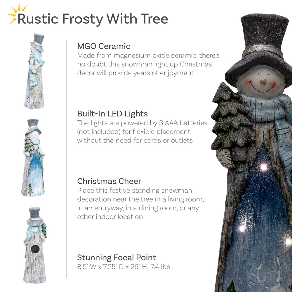 Sunnydaze Rustic Frosty Indoor Pre-Lit LED Christmas Statue - 26 in Image 2