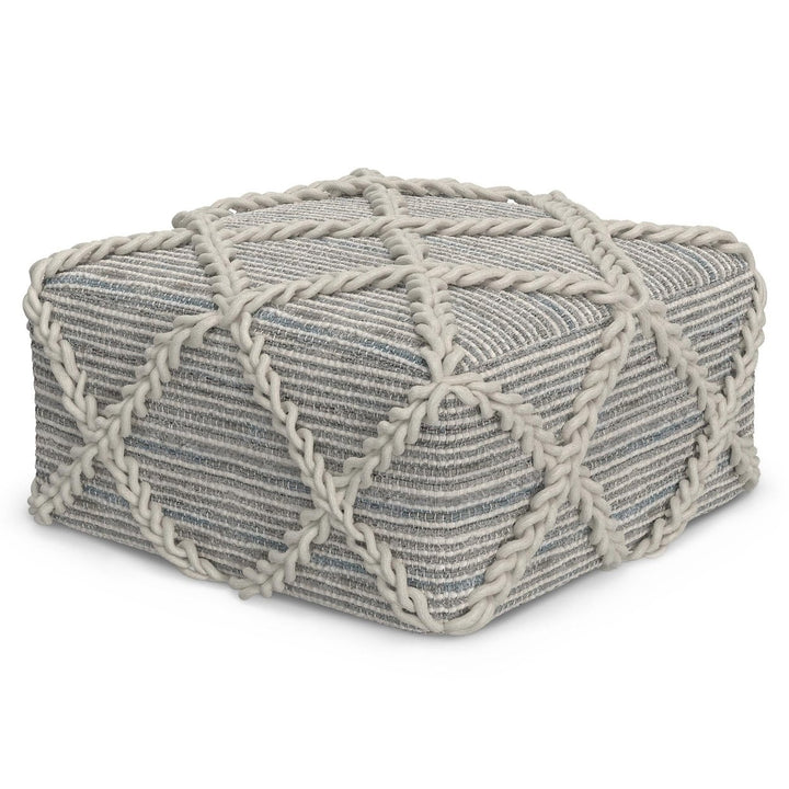 Cowan Pouf Handwoven Square Footrest 20in Lightweight Accent Furniture Gray Image 3