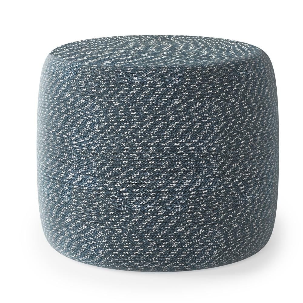 Bayley Pouf Round Cotton Handwoven Light Blue 20 inch Floor Cushion Seat Image 2