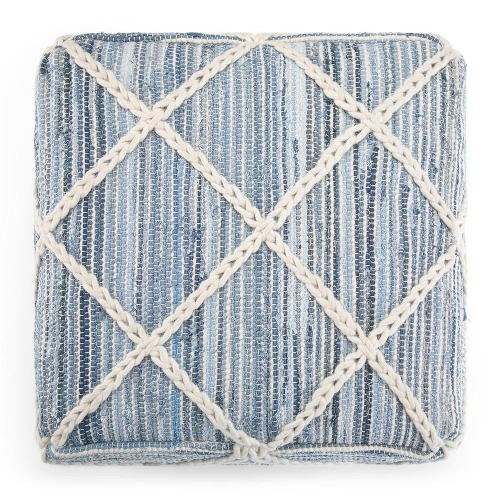 Cowan Pouf Handwoven Square Footrest 20in Lightweight Accent Furniture Gray Image 8