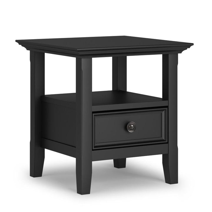 Amherst End Table Solid Wood 19x19 Handcrafted Drawer and Shelf Living Room Side Table Image 1