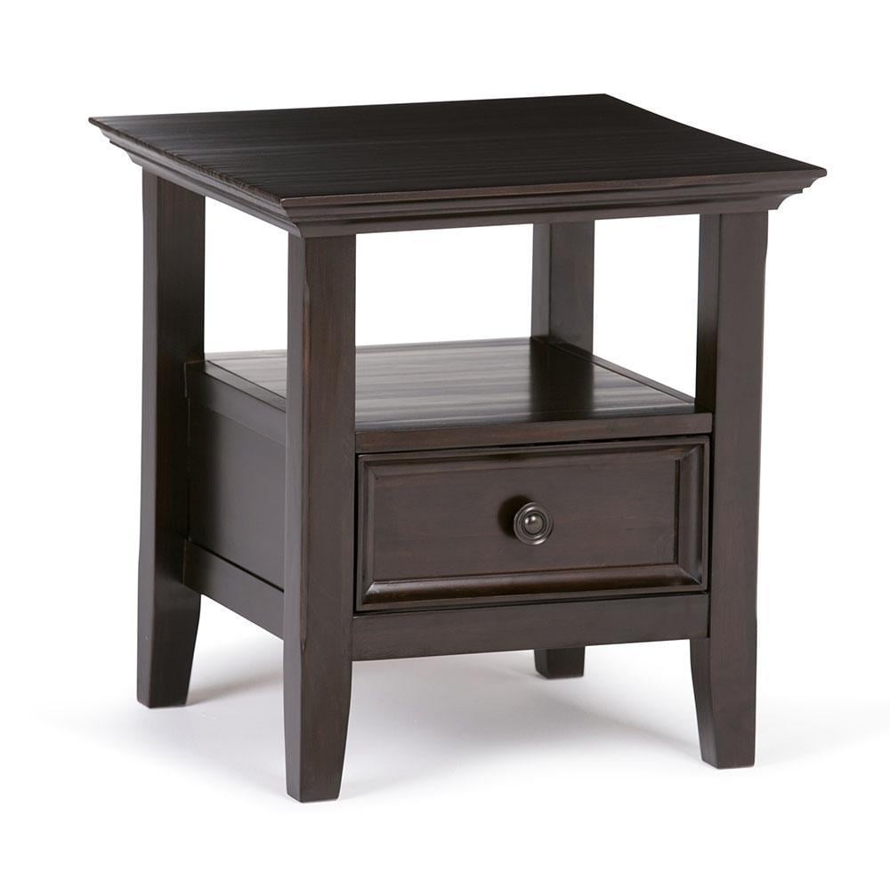 Amherst End Table Solid Wood 19x19 Handcrafted Drawer and Shelf Living Room Side Table Image 1