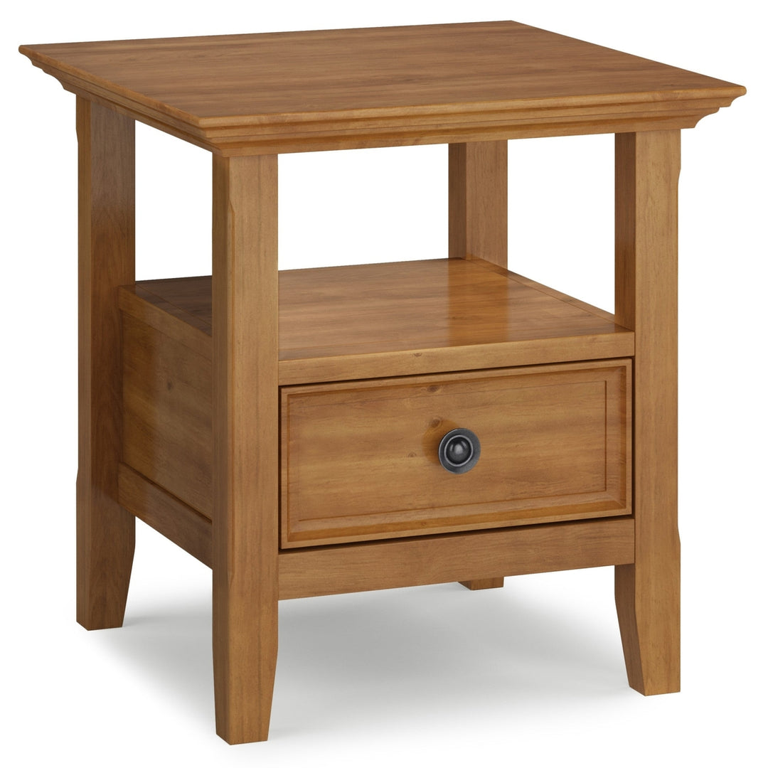 Amherst End Table Solid Wood 19x19 Handcrafted Drawer and Shelf Living Room Side Table Image 5