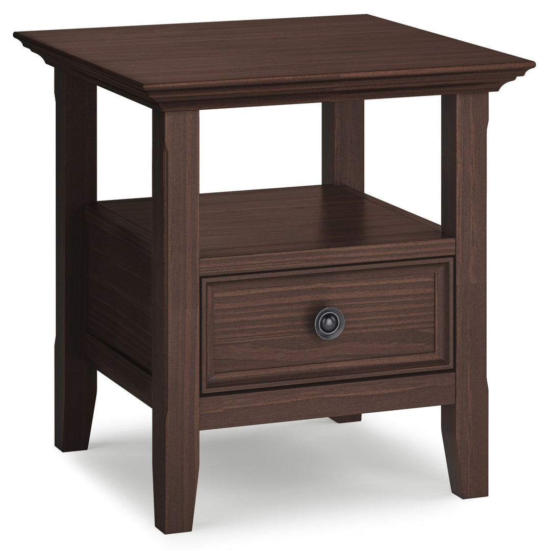 Amherst End Table Solid Wood 19x19 Handcrafted Drawer and Shelf Living Room Side Table Image 6