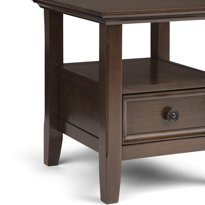 Amherst End Table Solid Wood 19x19 Handcrafted Drawer and Shelf Living Room Side Table Image 9