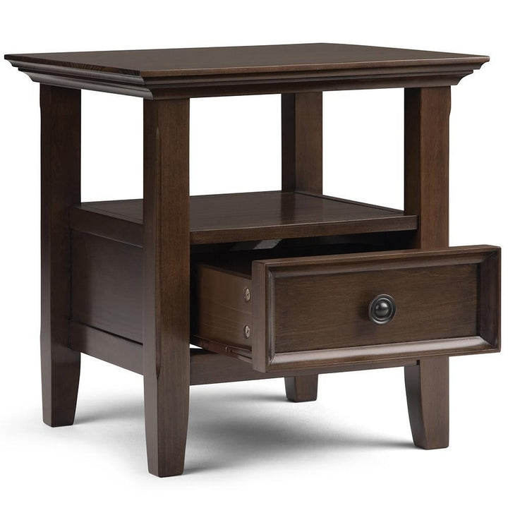 Amherst End Table Solid Wood 19x19 Handcrafted Drawer and Shelf Living Room Side Table Image 10