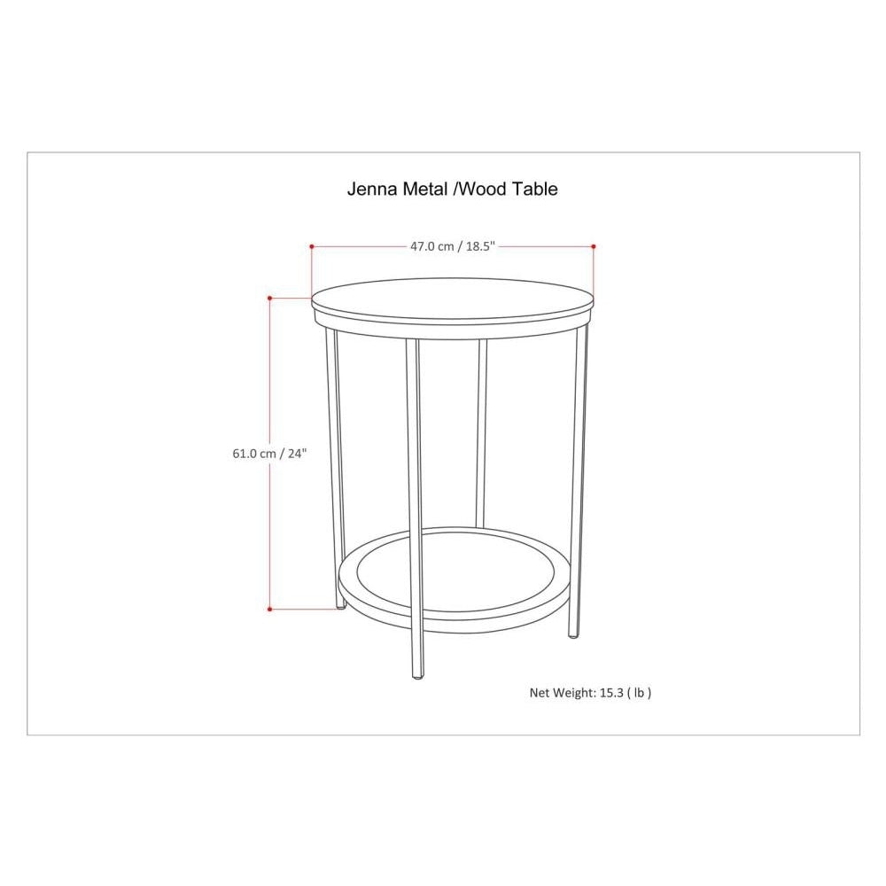 Jenna Round Side Table Metal Frame Mango Wood Natural Finish 18x18x24 Inches Image 8