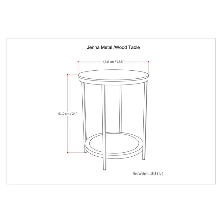 Jenna Round Side Table Metal Frame Mango Wood Natural Finish 18x18x24 Inches Image 8