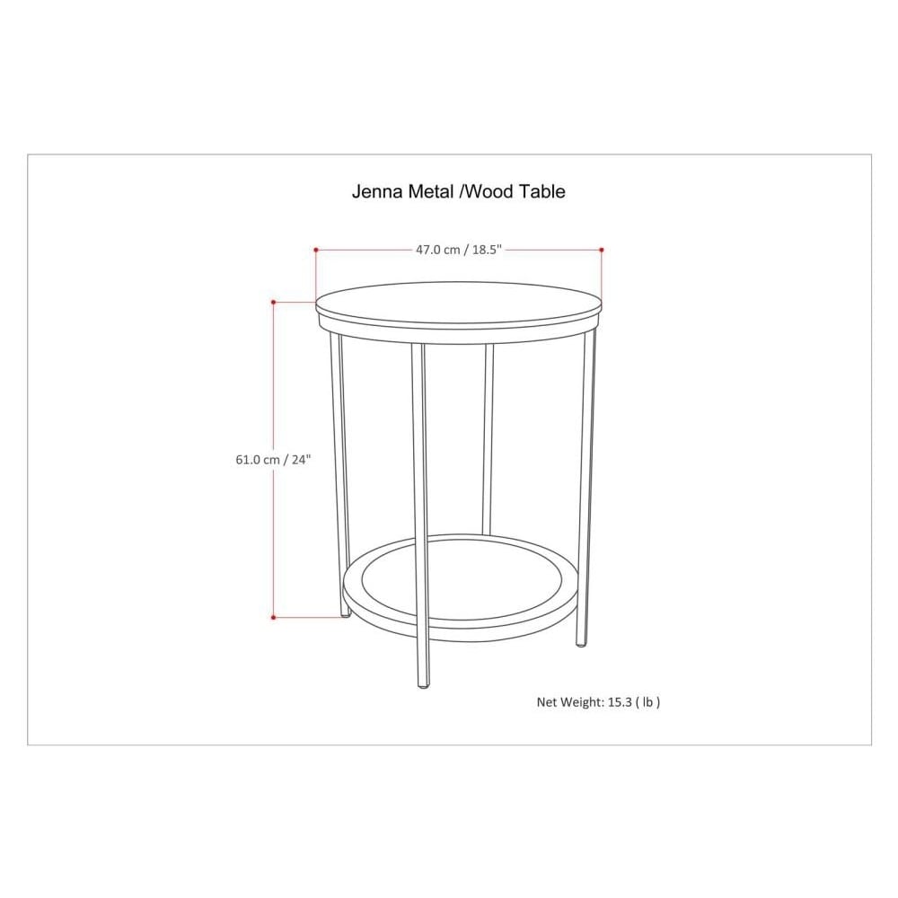 Jenna Round Side Table Metal Frame Mango Wood Natural Finish 18x18x24 Inches Image 8