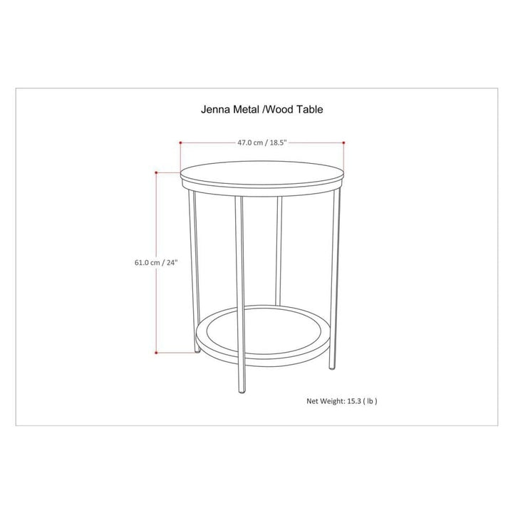 Jenna Round Side Table Metal Frame Mango Wood Natural Finish 18x18x24 Inches Image 8