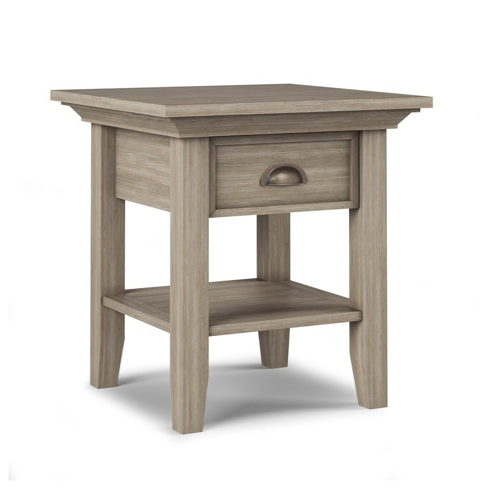 Redmond End Table Solid Wood Rustic Side Table 19x19 inch with Drawer and Shelf Image 2