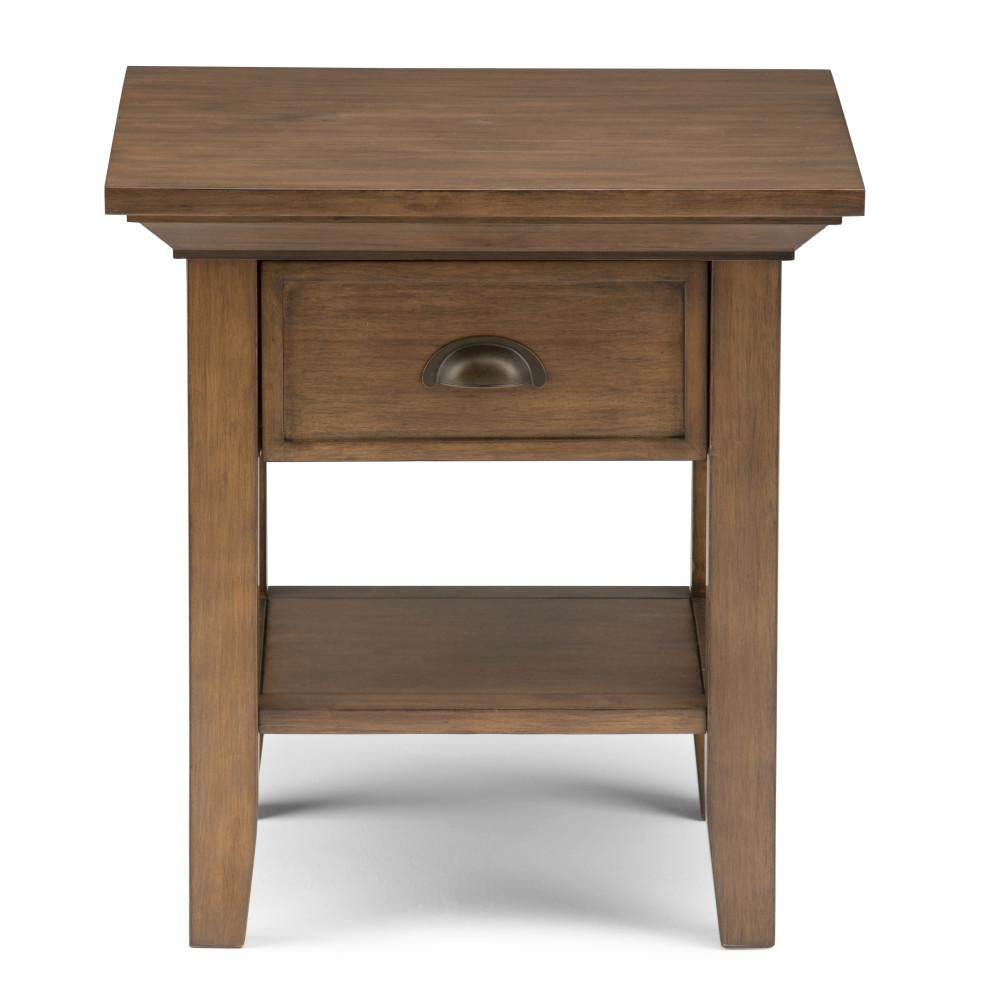 Redmond End Table Solid Wood Rustic Side Table 19x19 inch with Drawer and Shelf Image 4