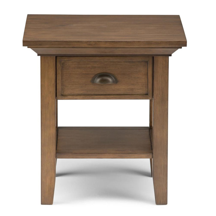 Redmond End Table Solid Wood Rustic Side Table 19x19 inch with Drawer and Shelf Image 4