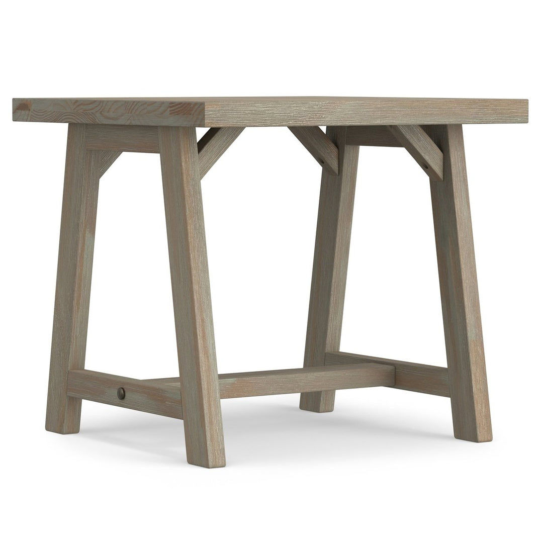 Simpli Home Sawhorse End Table Solid Wood 22x22 Industrial Design Retro Style Image 2