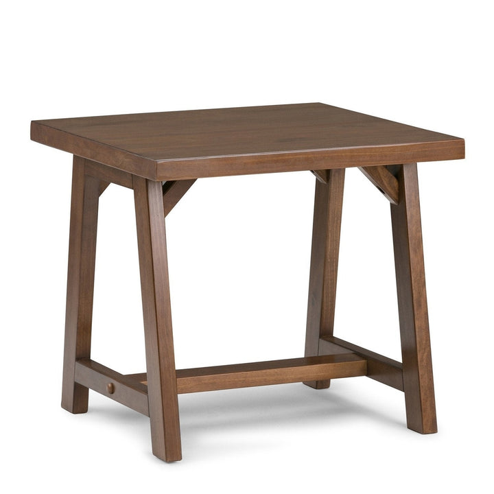 Simpli Home Sawhorse End Table Solid Wood 22x22 Industrial Design Retro Style Image 3