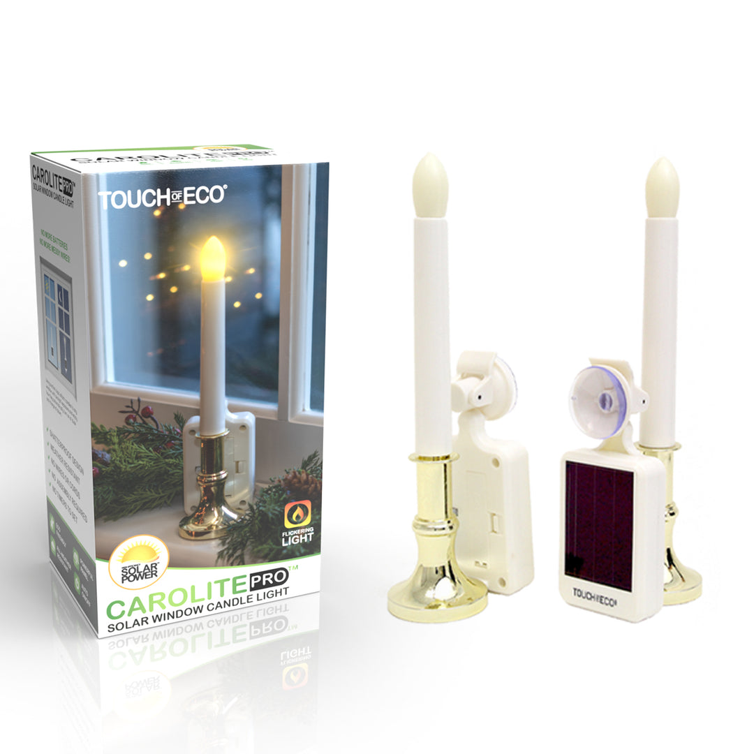 Touch Of ECO Solar LED Flameless Window Candles 2 Pack Suction Cup 9x3 Inch Image 2