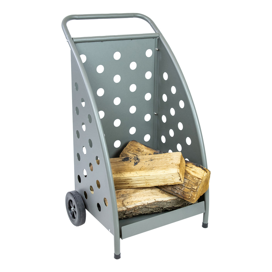 Sunnydaze 34" H Gray Powder-Coated Steel Log Cart Image 3