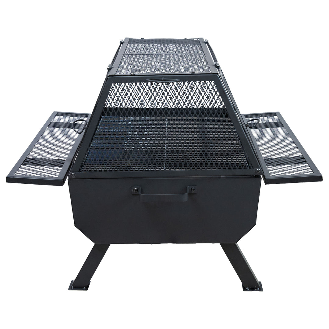 Sunnydaze Steel Grilling Fire Pit with Cooking Grate and Spark Screen Image 8