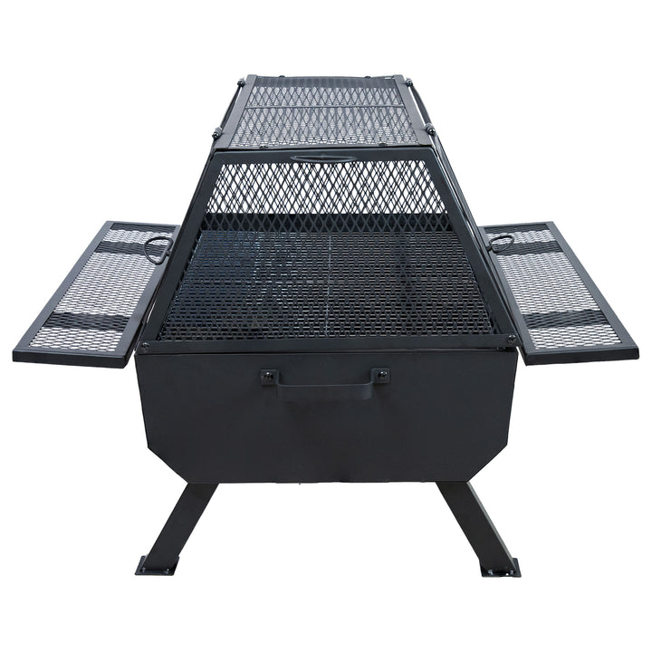 Sunnydaze Steel Grilling Fire Pit with Cooking Grate and Spark Screen Image 8