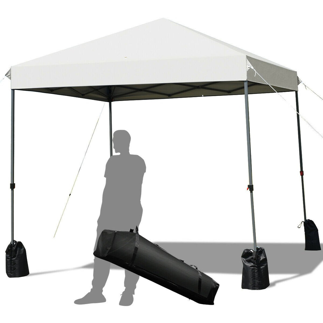 8x8 FT Pop up Canopy Tent Shelter Wheeled Carry Bag 4 Canopy Sand Bag Image 6