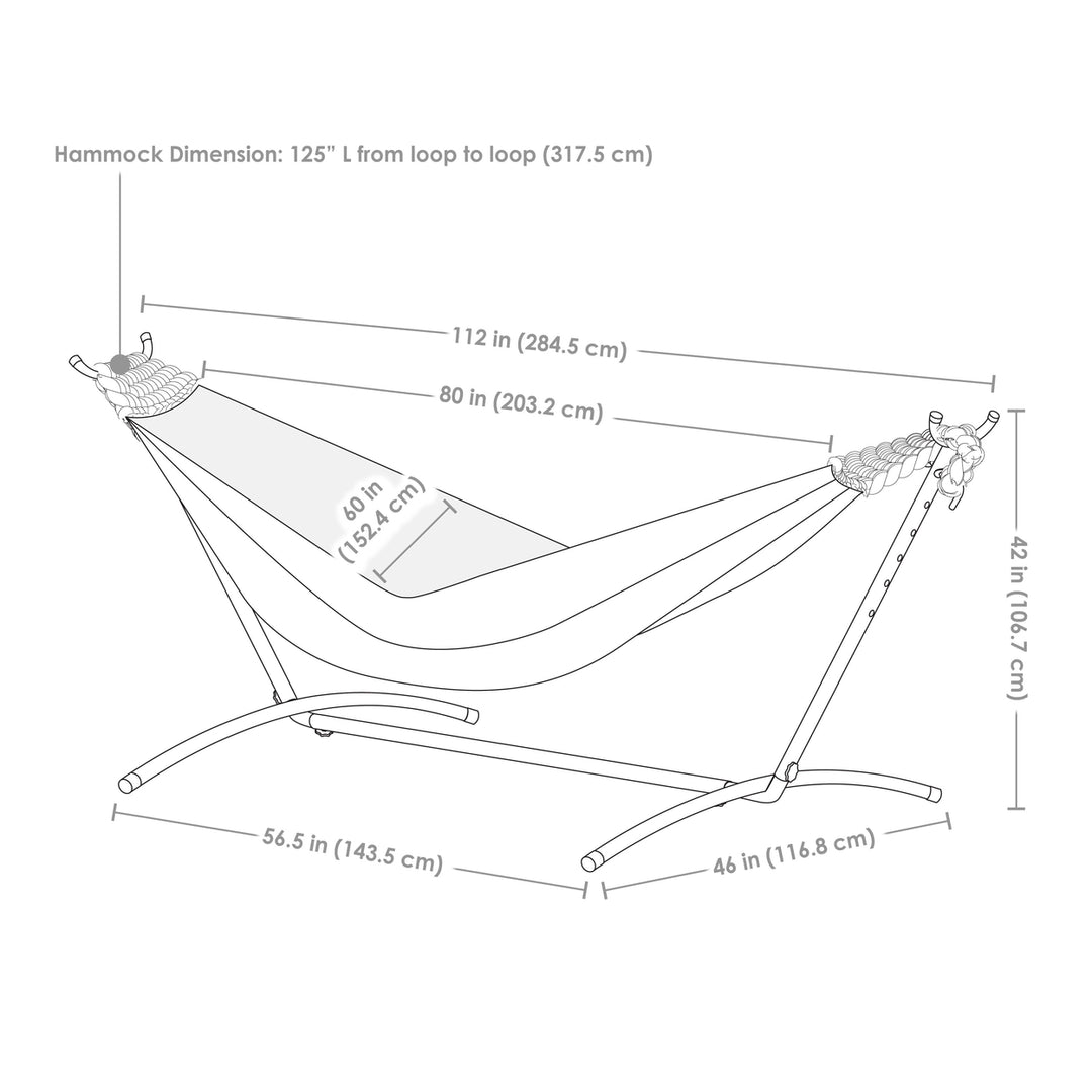 Sunnydaze Large Cotton Hammock with Steel Stand and Carrying Case - Tropics Image 3