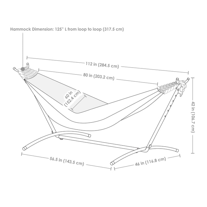 Sunnydaze Large Cotton Hammock with Steel Stand and Carrying Case - Tropics Image 3