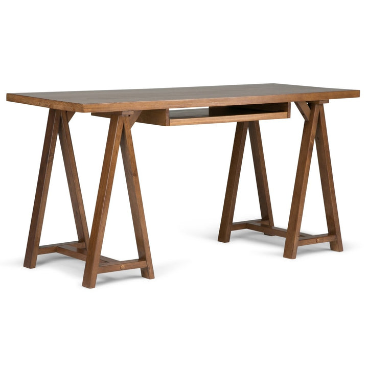 Simpli Home Sawhorse Desk 60 Inch Wide Solid Wood Multi-Function Office Table Image 2