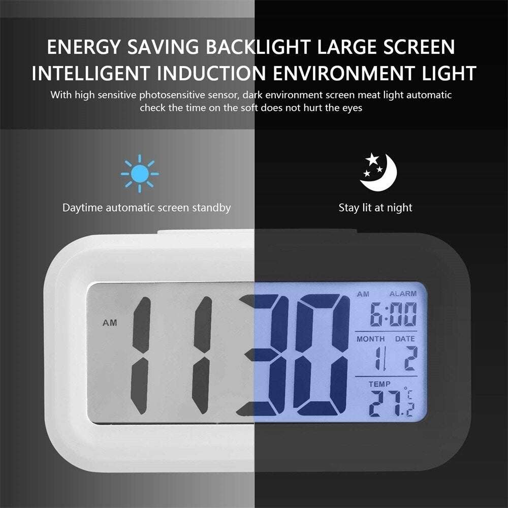 LED Digital Alarm Clock Backlight Snooze Data Time Calendar Desktop Multifunction Electronic Backlight Table Clock Image 2