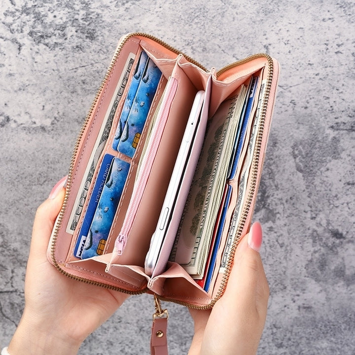 Fashion Zipper Wallets Womens Long Purses Handbags Coin Purse Cards Holder PU Leather Billfold Wallet Image 5