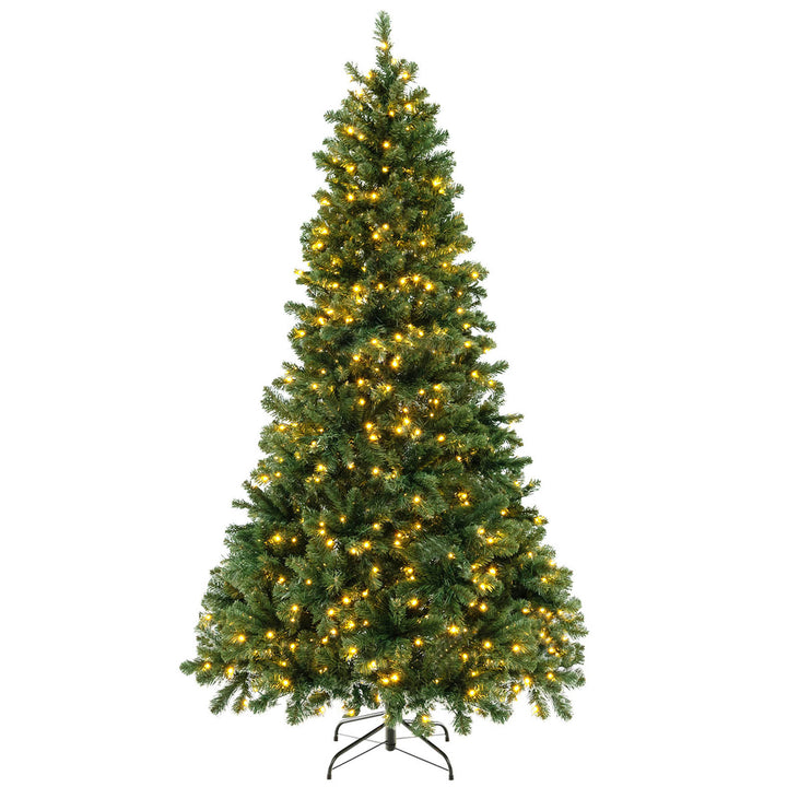 7 FT Pre-Lit Artificial Christmas Tree Hinged Xmas Tree w/1188 Branch Tips and 700 Warm-White LED Lights Image 1