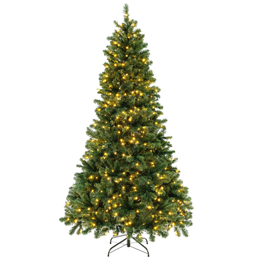 7 FT Pre-Lit Artificial Christmas Tree Hinged Xmas Tree w/1188 Branch Tips and 700 Warm-White LED Lights Image 1