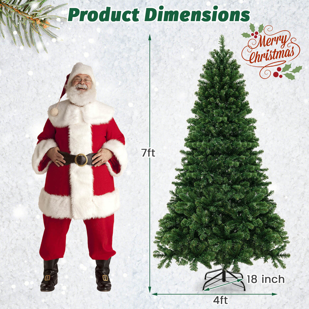 7 FT Pre-Lit Artificial Christmas Tree Hinged Xmas Tree w/1188 Branch Tips and 700 Warm-White LED Lights Image 2