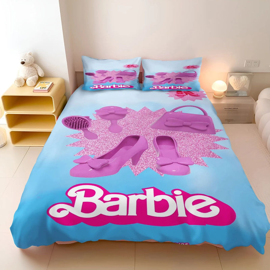 Disney Barbie Pink Bedding Set - 2 Piece Modern Duvet Cover for Girls Image 1