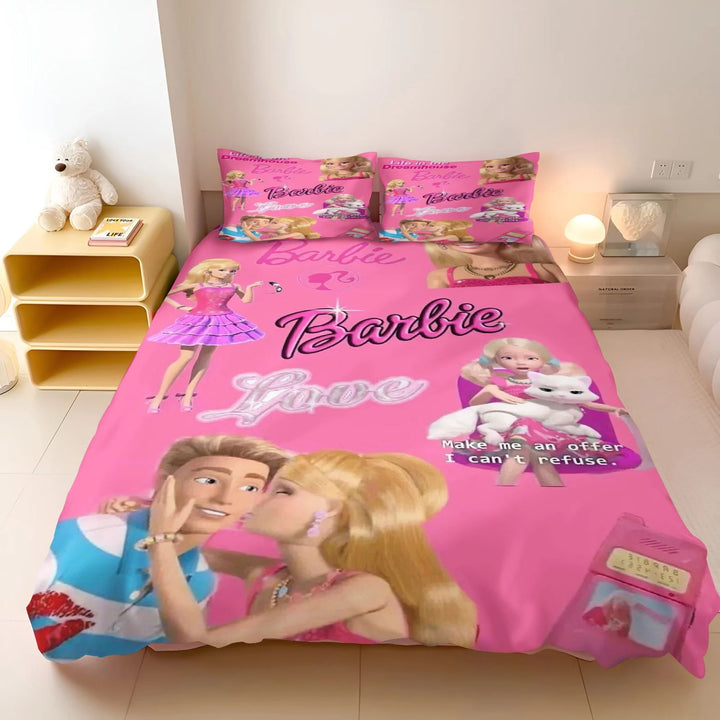 Disney Barbie Pink Bedding Set - 2 Piece Modern Duvet Cover for Girls Image 7