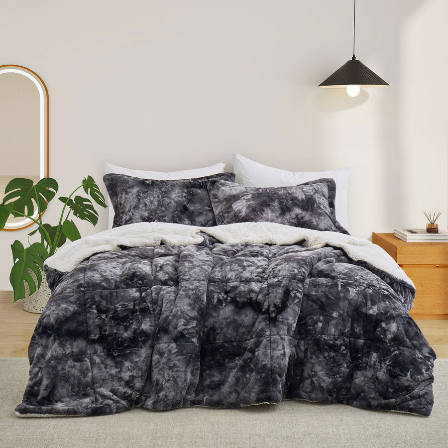 Puredown 3-Piece Sherpa Reversible Winter Comforter Set Queen King Size Soft Image 1