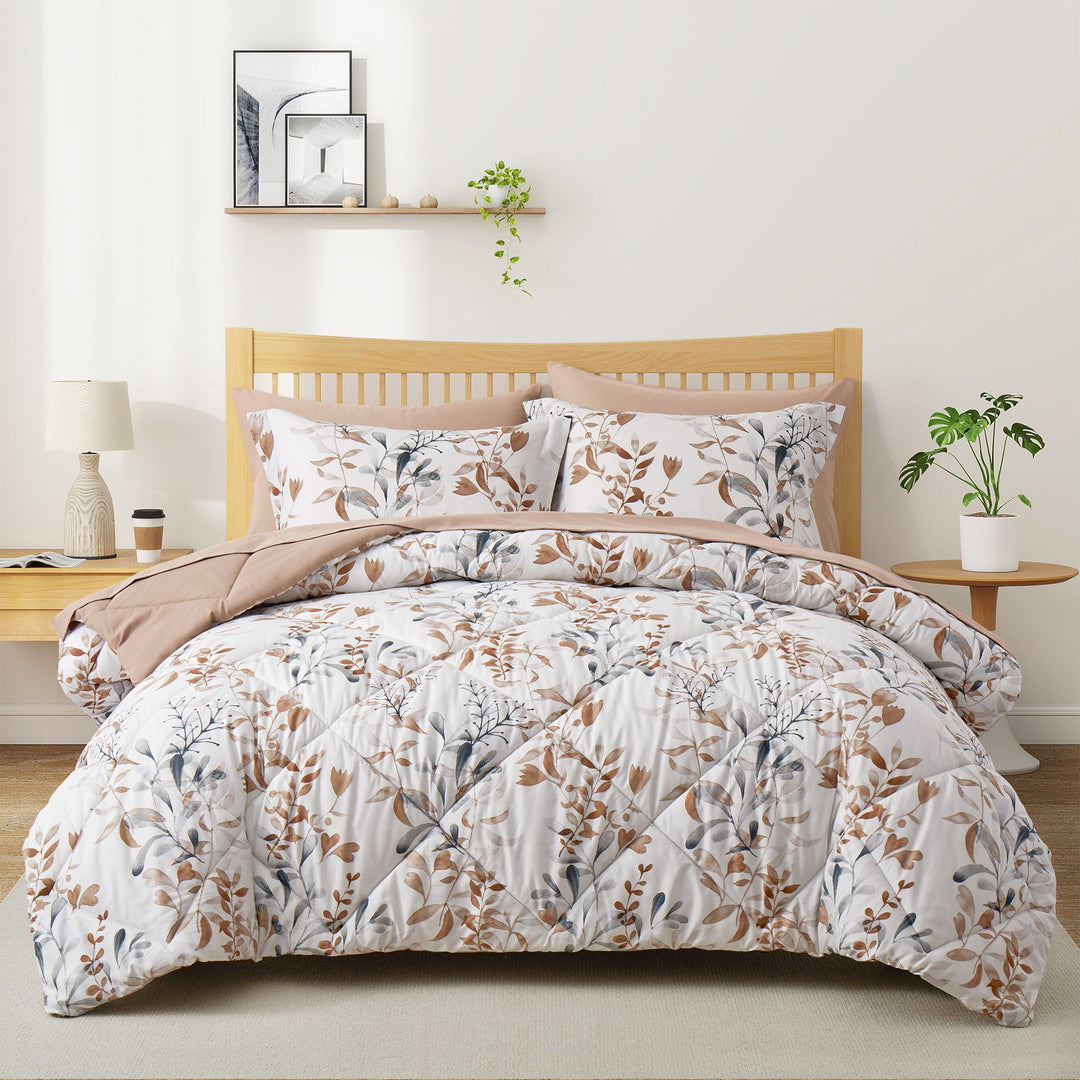 Bed in a Bag 7-Piece Printed Comforter Set-All Season Bedding Sets with Comforter, Pillow Shams, Flat Sheet, Fitted Image 2