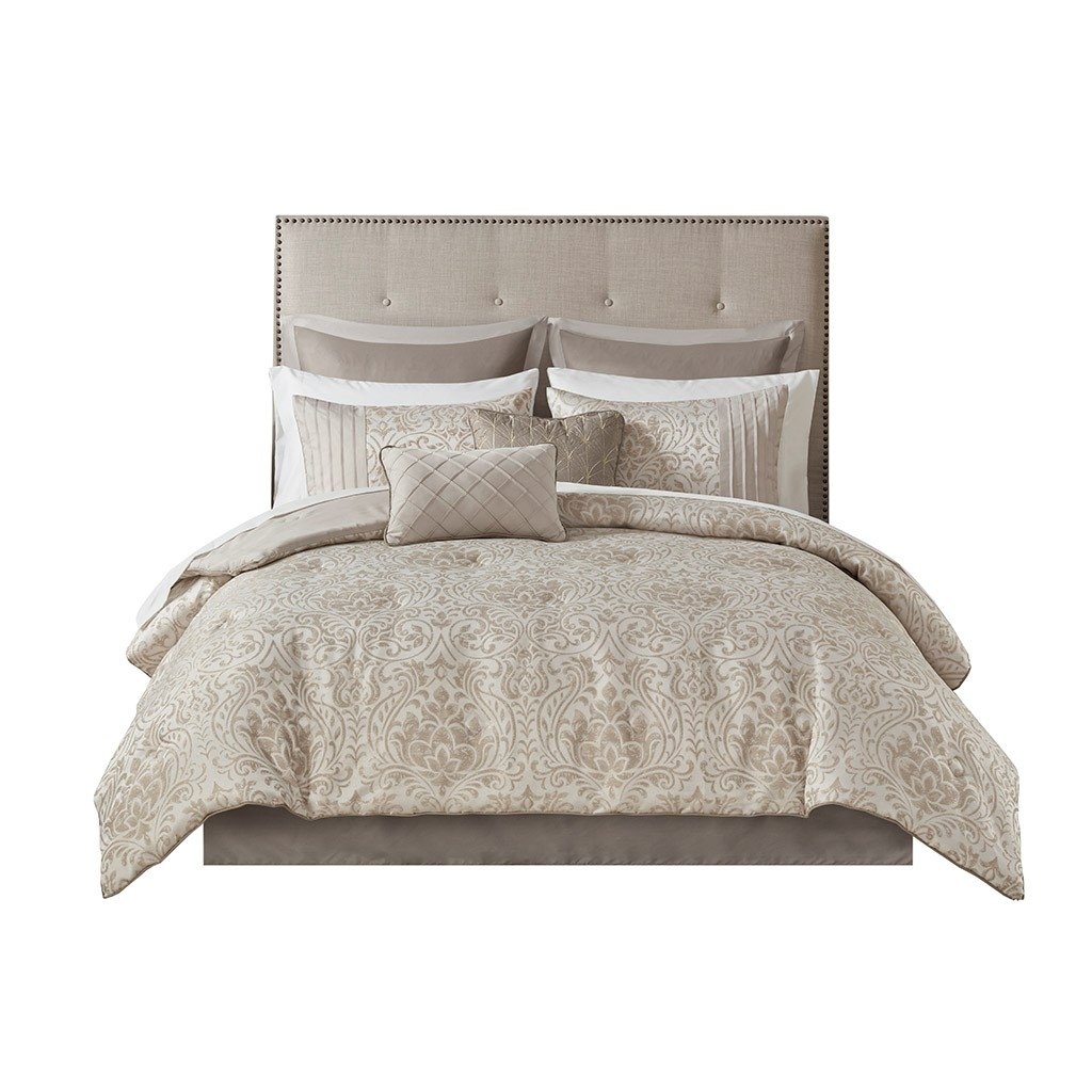 Gracie Mills Elroy 12-Piece Metallic Jacquard Comforter Set with Bed Sheets - GRACE-13573 Image 1