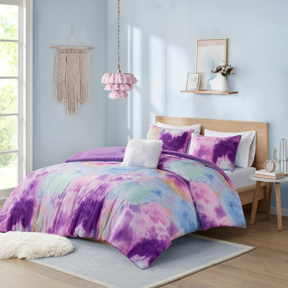 Gracie Mills Orion Dreamscape Watercolor Tie Dye Comforter Set with Cozy Throw Pillow - GRACE-14068 Image 2