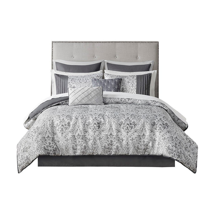 Gracie Mills Elroy 12-Piece Metallic Jacquard Comforter Set with Bed Sheets - GRACE-13573 Image 1