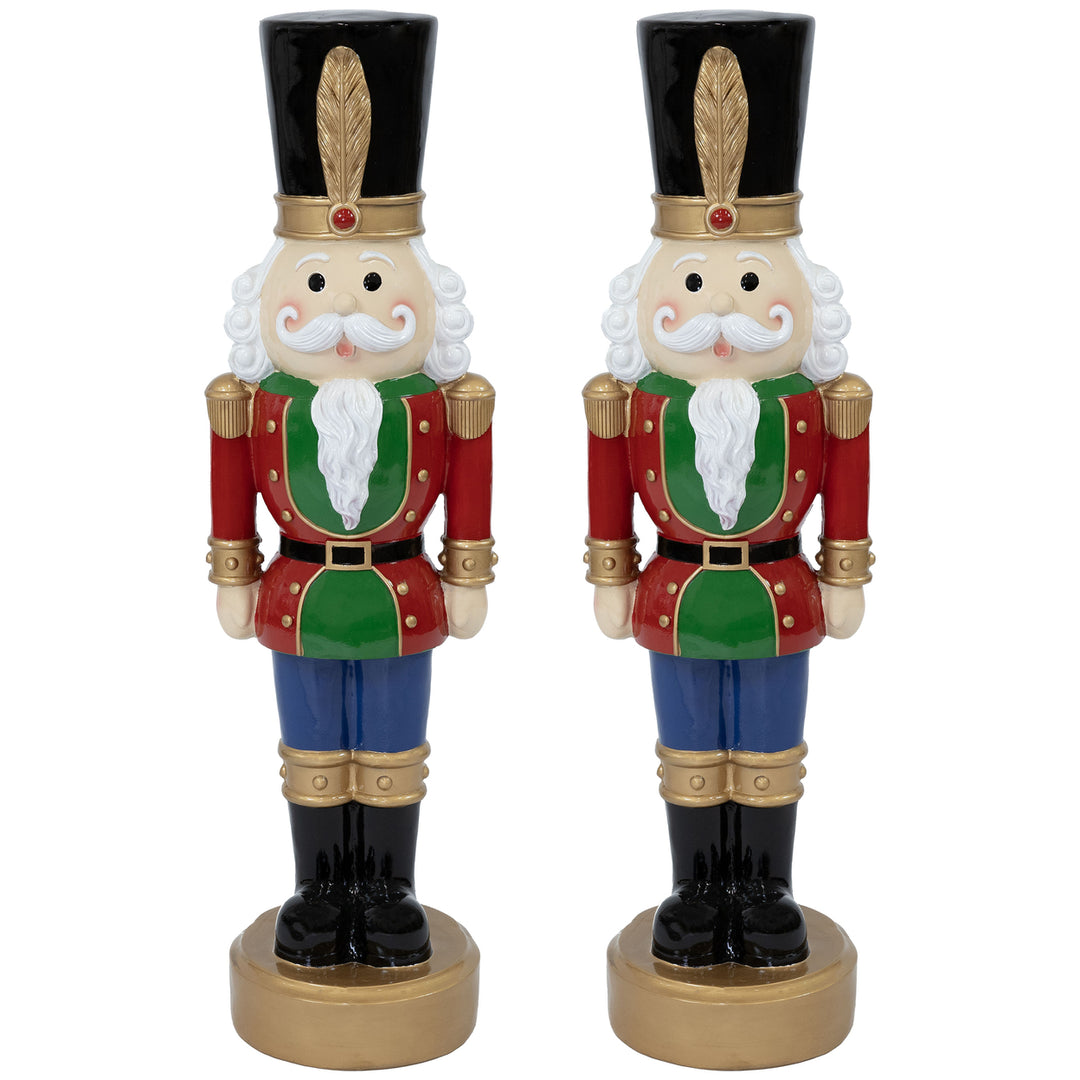 Sunnydaze Tommy the Toy Soldier Nutcracker Statue - 37" H - Set of 2 Image 1