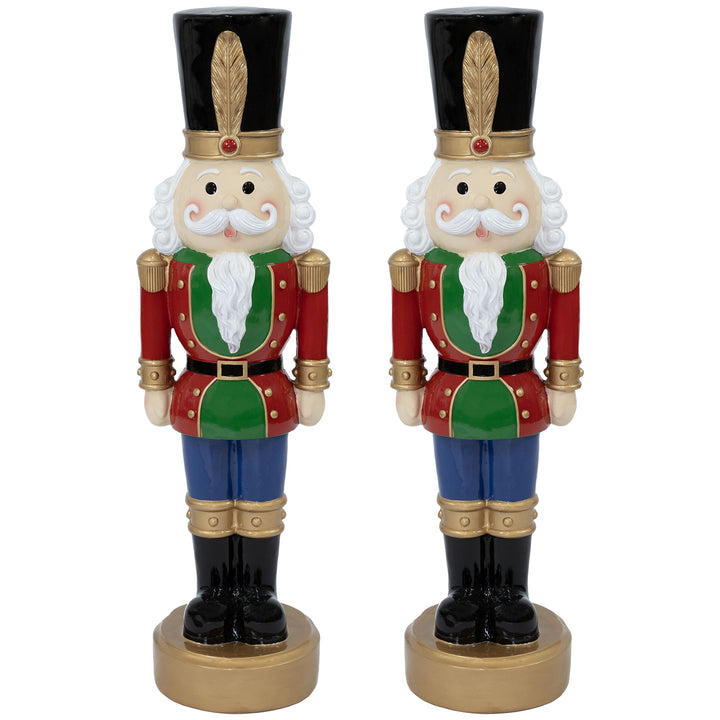 Sunnydaze Tommy the Toy Soldier Nutcracker Statue - 37" H - Set of 2 Image 1