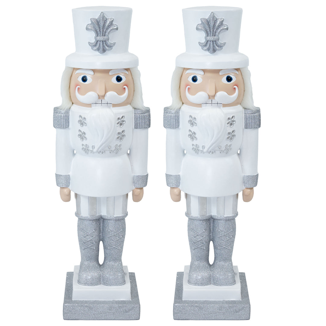 Sunnydaze Sterling the Silver Christmas Nutcracker - 37" H - Set of 2 Image 1